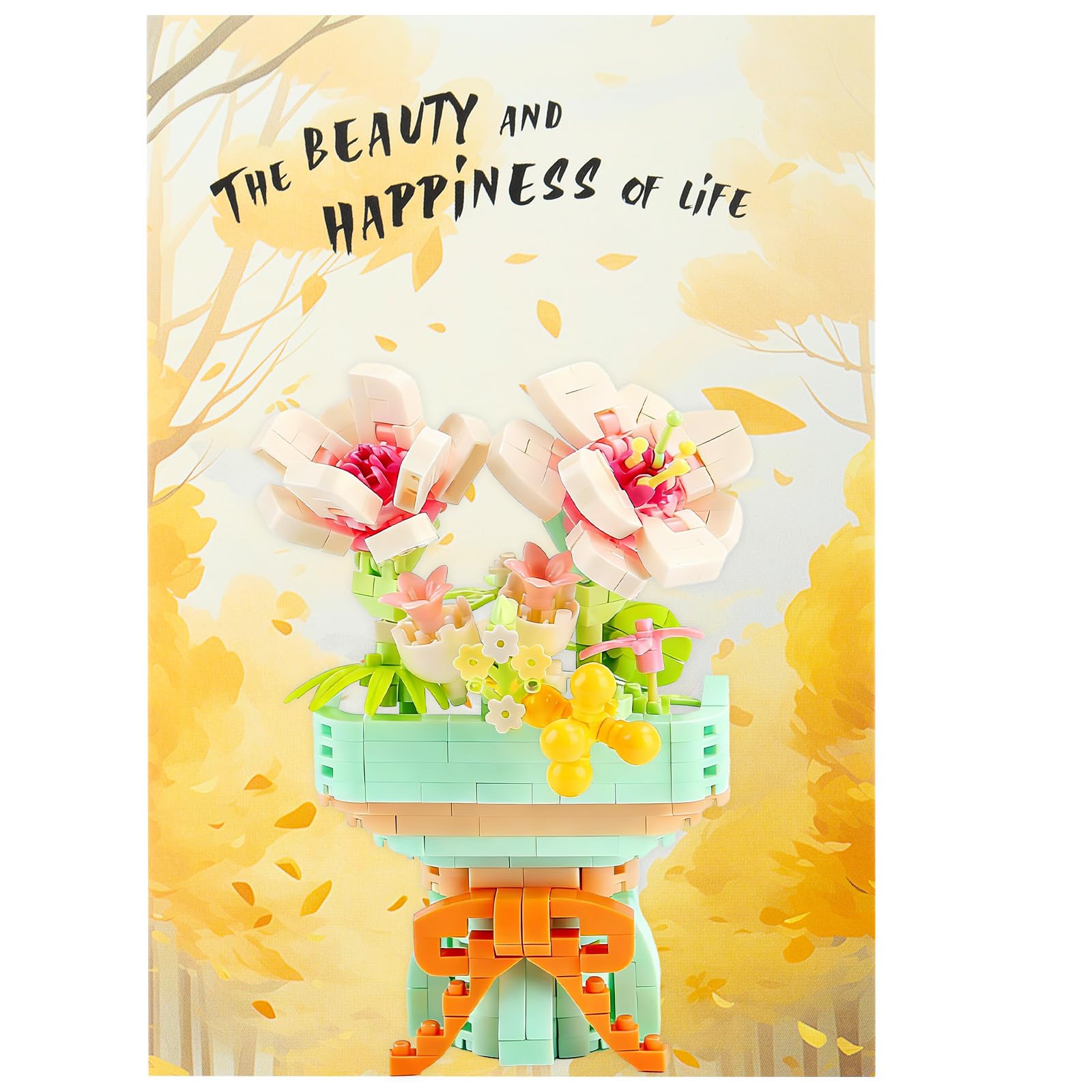 testlili Flower Building Set, 372 Pieces Botanical Collection Blocks Kit, DIY Home Decor Gift for Adults Women