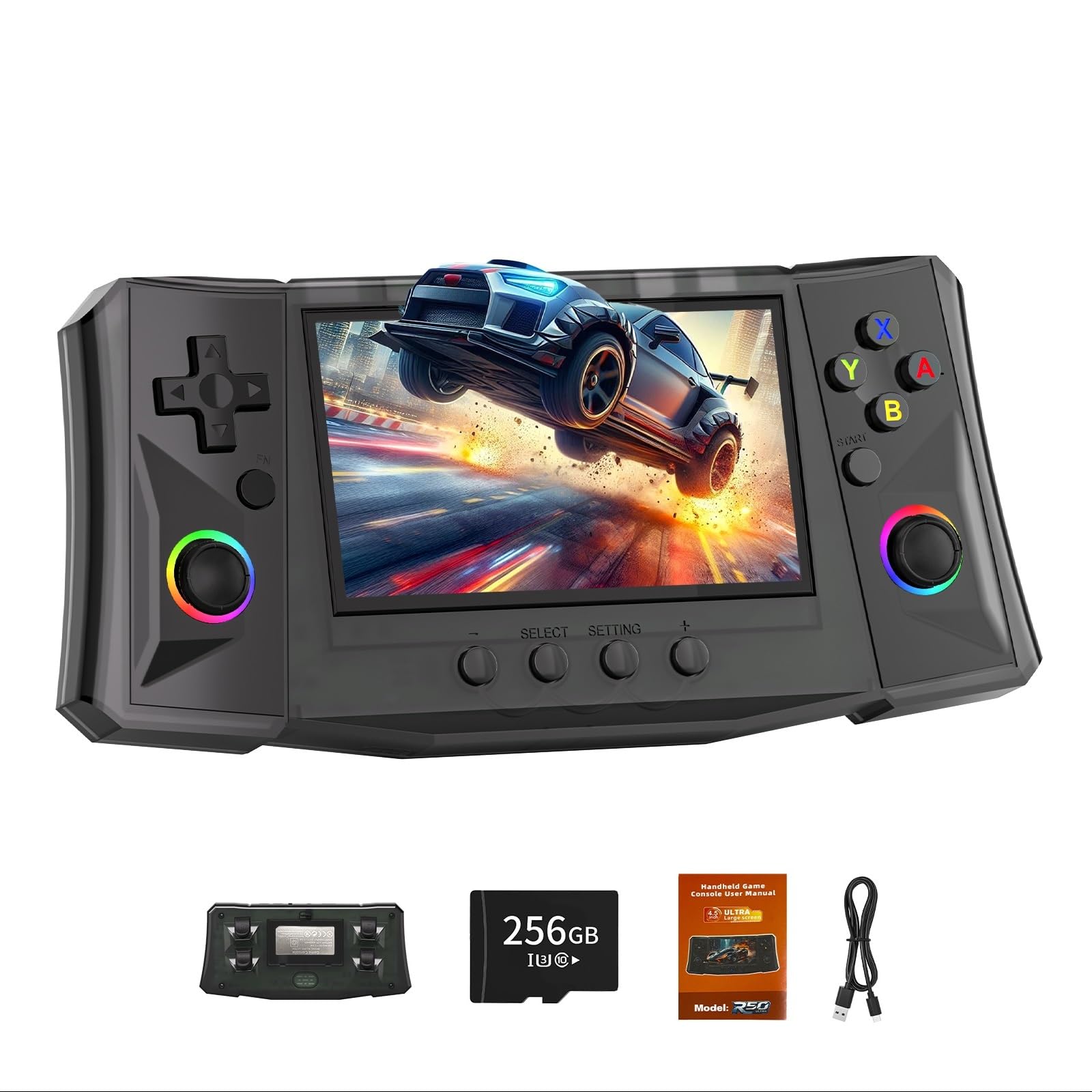 RegiisJoy R50 Ultra 50000 in 1 Handheld Game Console, 4.5 Inch IPS Screen Retro Gaming Consoles Main Emulators, Portable Mini Pocket Arcade Linux System