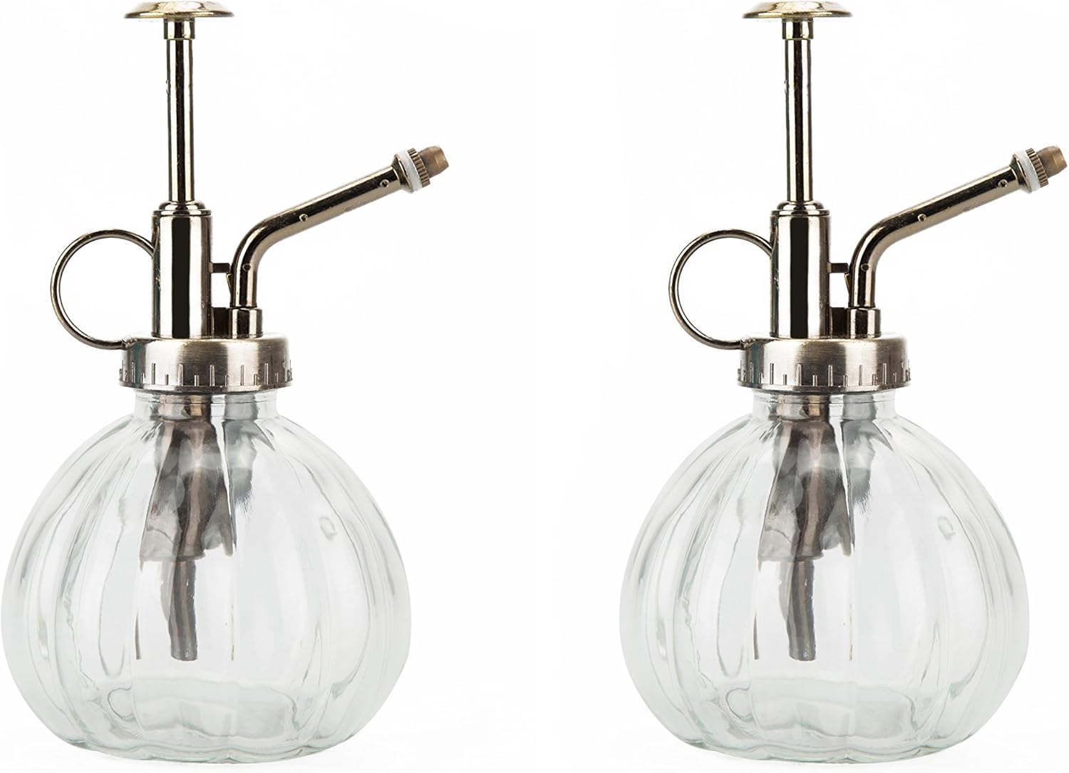 Fasmov Vintage Style Spritzer Glass Bottle with Bronze Top Pump 6.5