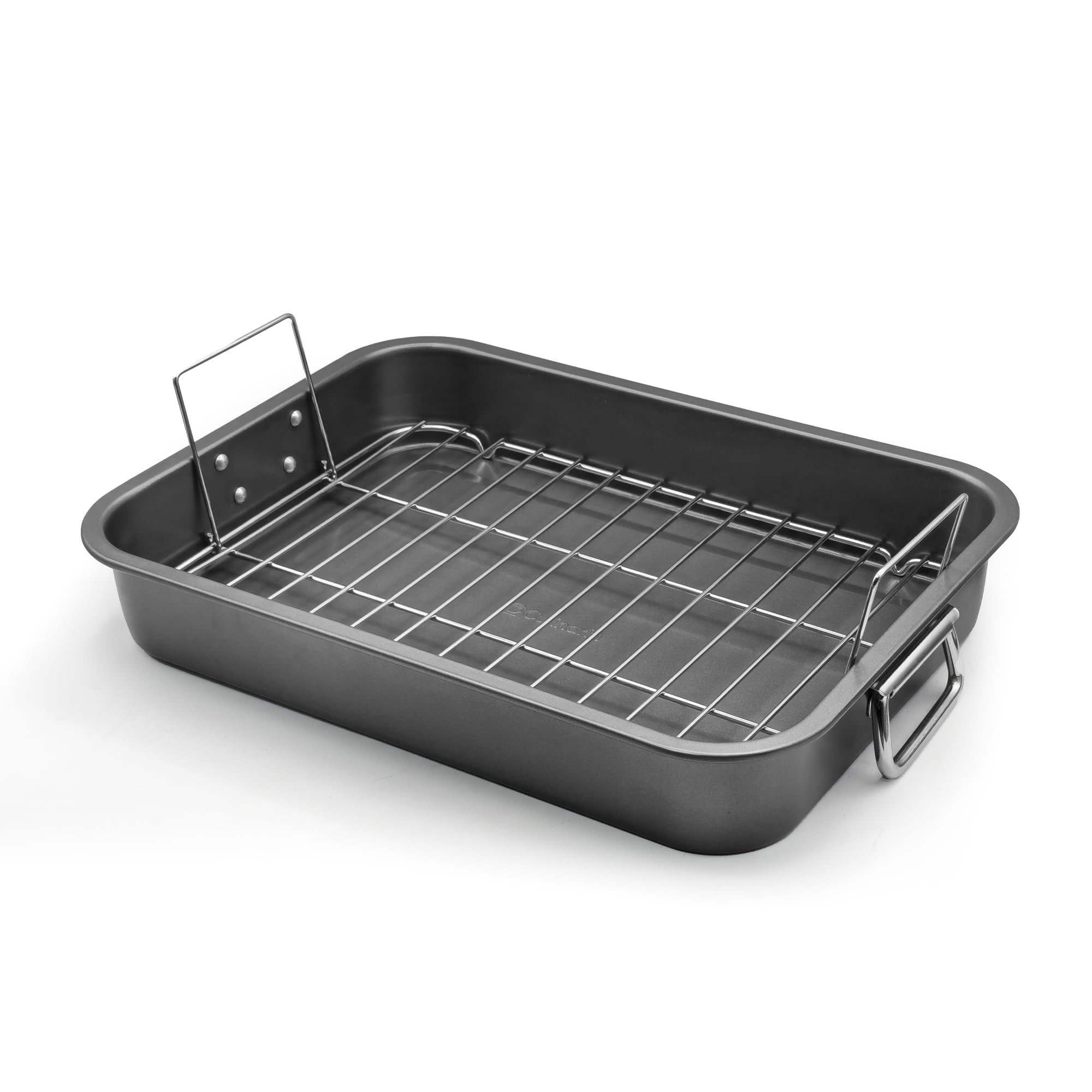 Photo 1 of Large Roasting Pan With Rack 12” X 16” - Non Stick Large Roaster Pan and Flat Rack With Foldable Handles - Roasting Pans for Ovens to Elevate Food for Even Heating - Dishwasher Safe Turkey Roast Pot