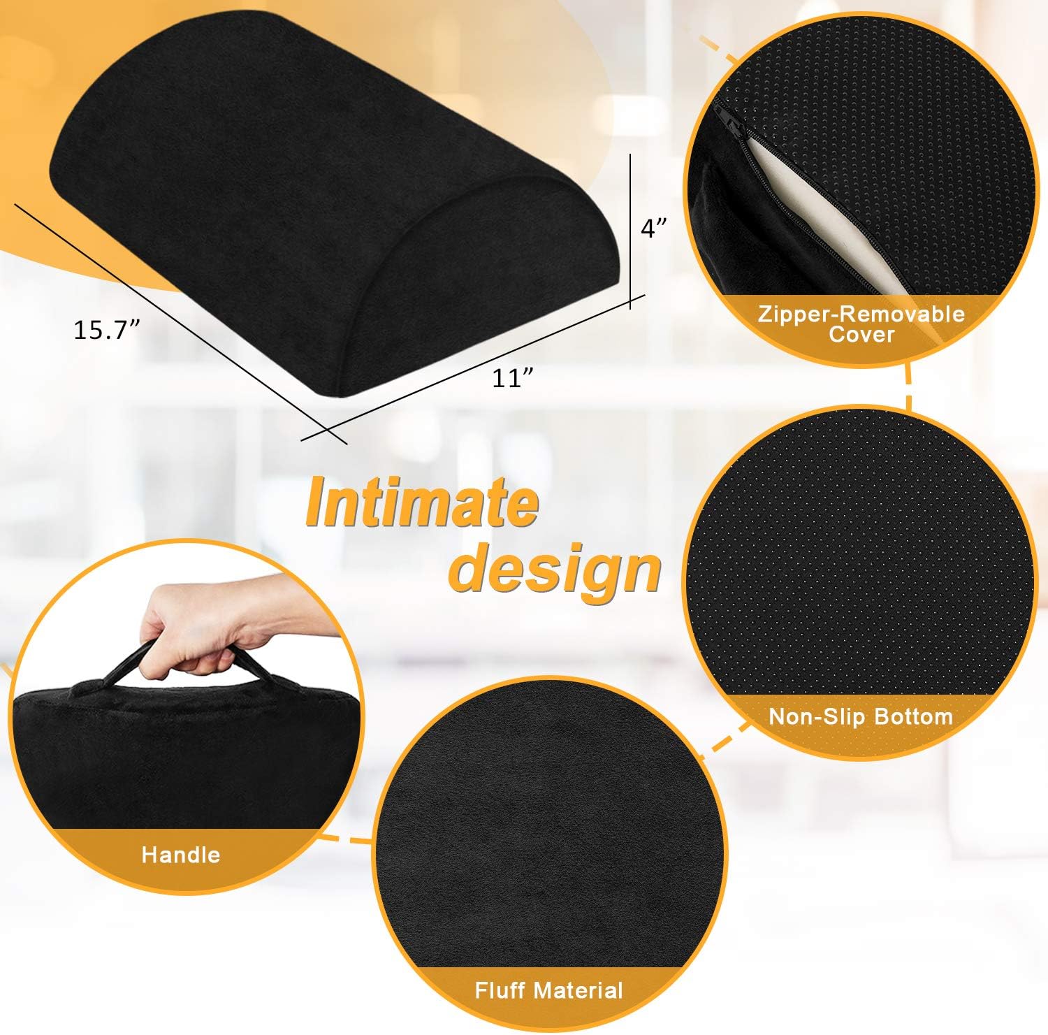 Foot Rest Under Desk Cushion, ACVCY Office Foot Rest at Work Ergonomic Footrest Pure Memory Foam with Handle Non-Slip Surface for Office, Home, Travel, Office Gift : Office Products