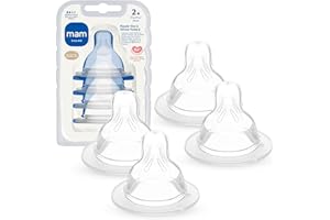 MAM Baby Bottle Nipples Medium Flow Size 2, For 2+ Month Babies, Skin Soft BPA Free Silicone, 94% Nipple Acceptance, Fits all