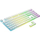 HK Gaming 108 Double Shot PBT Pudding Keycaps Keyset for Mechanical Gaming Keyboard MX Switches (White)