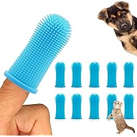 Cseece 10Pcs Dog Toothbrush, 360º Dog Finger Toothbrush, Silicone Pets Teeth Cleaning Toothbrush Kit for Dogs Puppies, Cats &