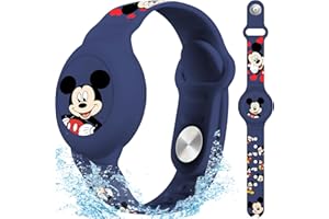 ZHOC Waterproof AirTag Bracelet for Kids, Cut Cartoon Air Tag Holder for Kids with Full Coverage Hidden Design, Silicone Airtag Wristband for Child - Blue