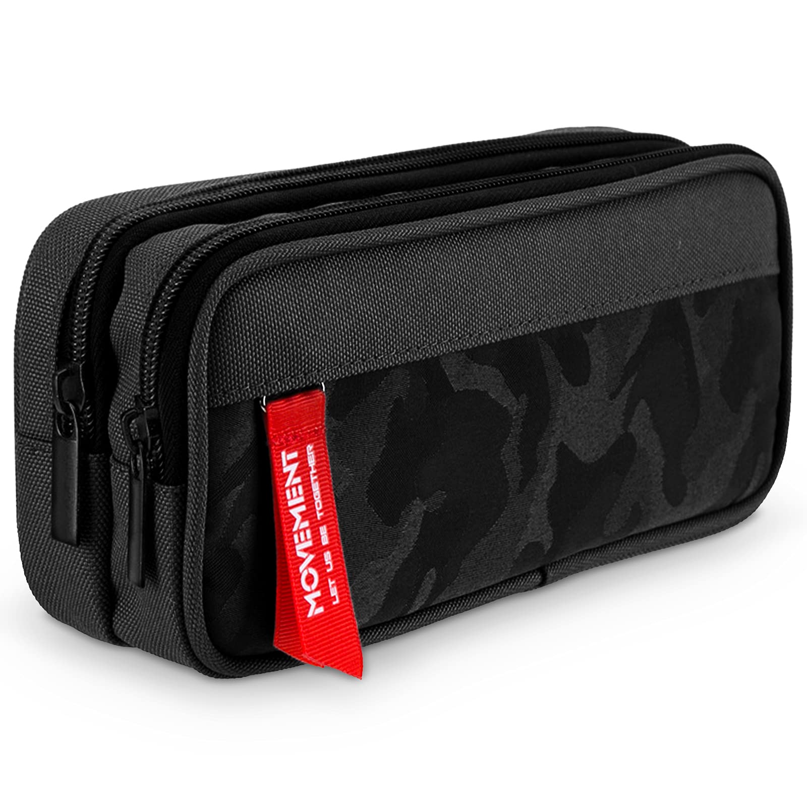 TOYESS Large Pencil Case for Boys and Girls, Lightweight Triple Pockets Pencil Cases with Big Compartments for School Stationary, Camouflage Black