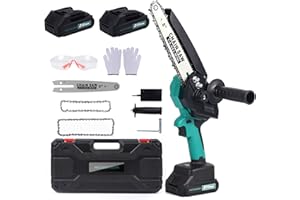 NICEGREEN LIFE 6"& 8" Mini Chainsaw Cordless, 2-IN-1 Electric Chain Saw, Upgraded Handheld Chainsaw, Small Chainsaw With Security Lock, Trees Branches Trimming Wood Cutting (2Batteries and 2Chains)