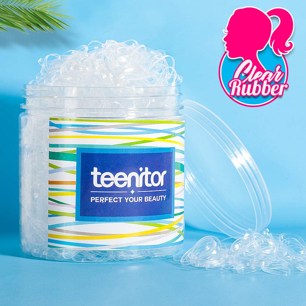 Clear Elastic Hair Bands, Teenitor 2000pcs Mini Hair Rubber Bands with a Box, Soft Hair Elastics Ties Bands 2mm in Width and 30mm in Length : Beauty