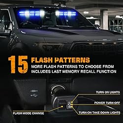 XRIDONSEN Blue White Emergency Visor Lights Warning