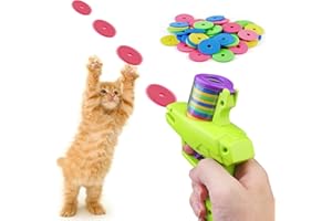 Mewlmart Cat Toy Foam Disc Launcher Cat Toys Interactive for Indoor Cats Kitty Toys Cat Toys for Indoor Cats Self Play Cat Launcher Toy Foam Launcher for Cats 60 Foam Discs Cat Enrichment Toys