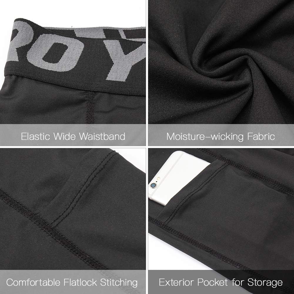 Lixada Men's Compression Shorts Pants Sports Baselayer Tights Active Workout Underwear Leggings with Pockets : Clothing