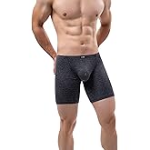 iKingsky Men's Long Leg Boxer Briefs Sexy Bulge Trunks No Ride Up Underwear Soft Men Underpanties