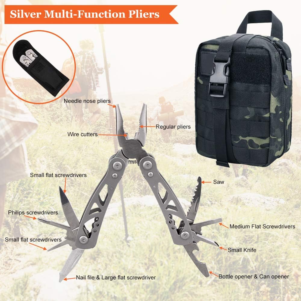 Monoki First Aid Survival Kit, 302Pcs Tactical Molle EMT IFAK Pouch Outdoor Gear EDC Emergency Survival Kits First Aid Kit Trauma Bag for Hiking Camping Hunting Car Travel or Adventures : Sports & Outdoors