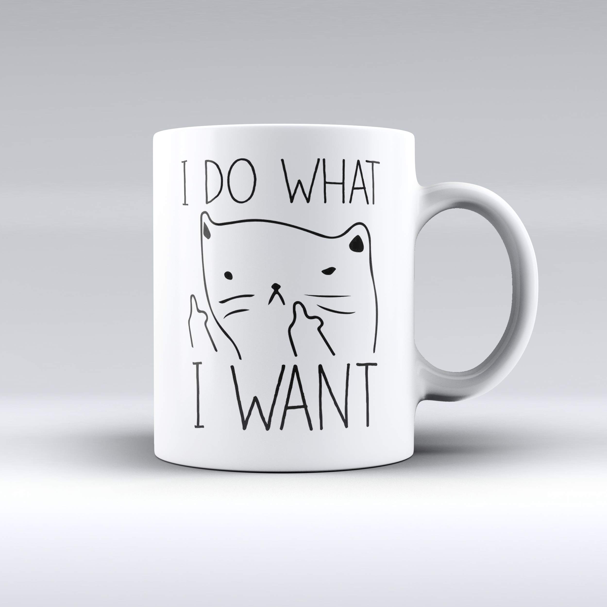I Do What I Want - Funny Middle-Finger Cat - Tea/Coffee Mug/Cup