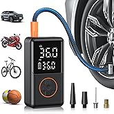 NUSTE Tire Inflator Portable Air Compressor - 150PSI Electric Bike Pump, Auto Shut Off & Digital Pressure Gauge, Cordless Air Pump for Car Tires, Motorcycles, Balls with LED Light