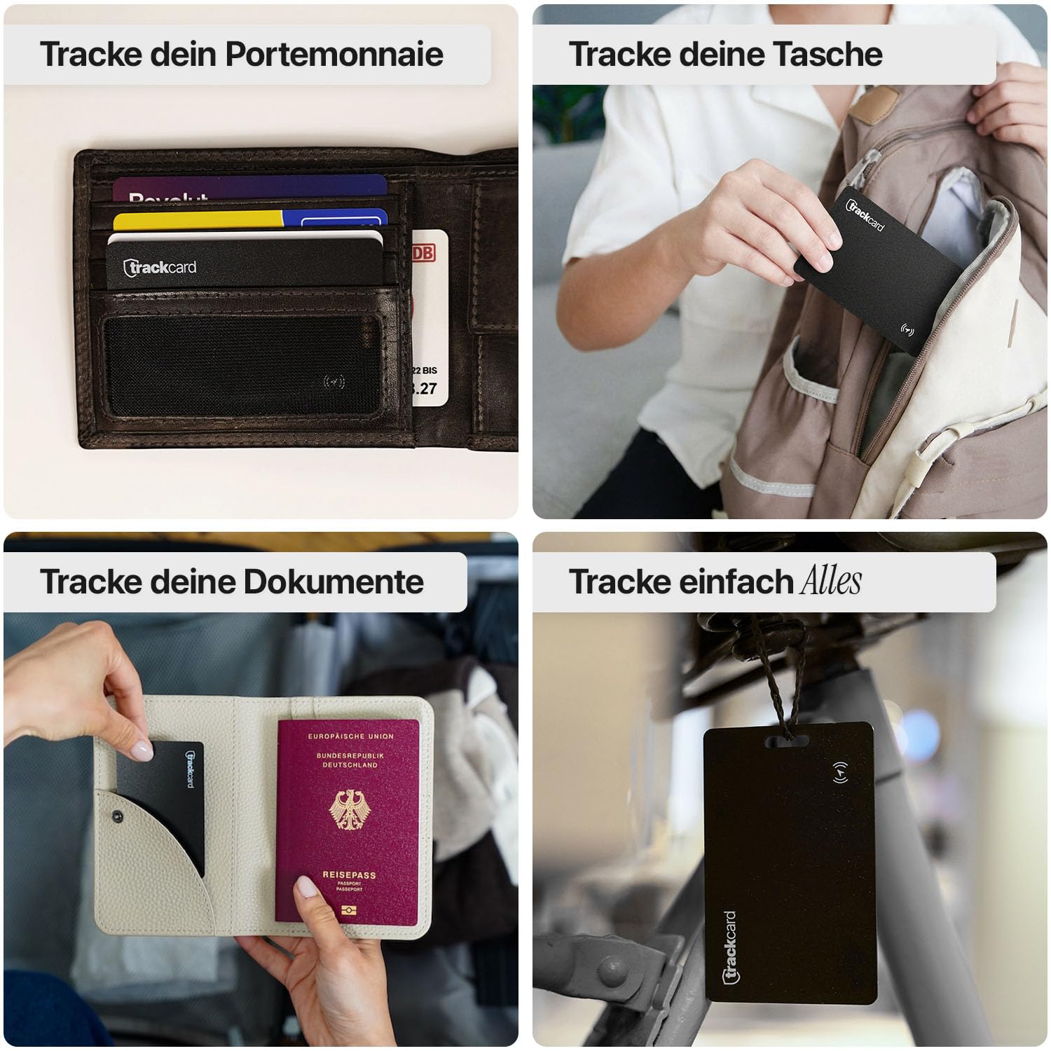 TRACKCARD® Tag AirTag Alternative Karte für Geldbeutel - Wiederaufladbar, Smart, Slim & Laut, Kompatibel mit Apple Wo Ist & Find My (iOS) iPhone Bluetooth Tracker Karte für Wallet 8