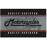 Northwest Harley-Davidson Washable Area Rug, Vintage Stripes, 20 x 32 in | Low Pile Profile, Polymer Surface and PVC Backing, Easy-Care Construction