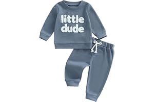 BLOTONA Fall Baby Boy Clothes Mama's Boy Little Dude Embroidered Long Sleeve Sweatshirt Pants Set Waffle Knit Outfit