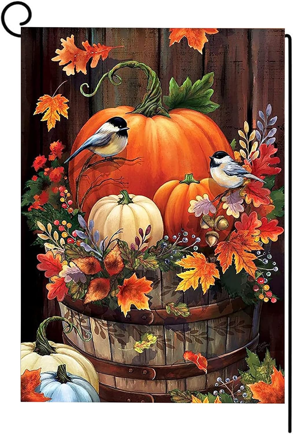 Flags - Fall Garden Flags Decorations for Home Outdoor,Yard Flags Decor 12 X 18 Inch Double Sided,Halloween Thanksgiving Pumpkins Bird Garden Flag Front Porch Decorations
