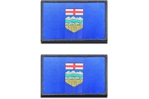 2 Pcs Canadian Alberta Flag Patch Hook and Loop Embroidered Tactical Military Alberta National Emblem Patch for Jersey Team W
