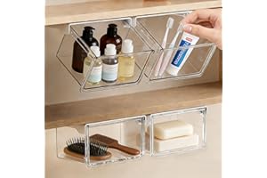 Under Desk Storage Drawers, Self-Adhesive Under Desk Organizer for Organizing Phones,Journals,and Cosmetics, Tiltable up to 3