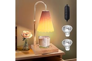 DROYEK Candle Warmer Lamp with Dimmer - Electric Candle Lamp with Timer for Jar Candles Scented Candles, Plug-in Wax Warmer Lamp for Home & Office with 2 Bulb(Color Change)