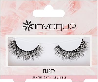 Invogue Flirty Black False Eyelashes Wispy C Curl Everyday Glamour