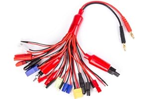 Yasoca 19-in-1 Lipo Battery Charger Adapter Convert Cable Banana Plug to JST/FUTABAS/T-Plug/XT60/EC3/EC5/TAMIYAS/HXT 4mm for 