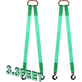 Maasechs 2 Pack Lifting Slings Straps with Hooks Web Slings Capacity Polyester Bridle Sling Heavy Duty Two Leg Lifting Straps for Engines Cranes Hoists Truck(Green,3.3ft)