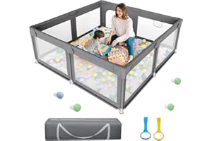 Palopalo 59x59inch Large Baby Playpen [Upgraded], Play Pen for Babies and Toddlers, Play Yard With Door and Soft Breathable M