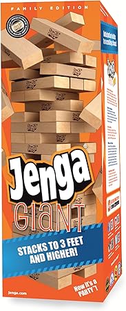 Jenga GIANT Family Hardwood Game (Kid Size. Stacks To 3+. Ages 6+)