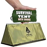 Primal Survival Gear Orange Polyester Survival Tent with Doors - Compact, Durable, All-Season Shelter for Camping, Hiking, an