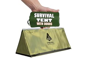 Primal Survival Gear Orange Polyester Survival Tent with Doors - Compact, Durable, All-Season Shelter for Camping, Hiking, and Emergency Preparedness