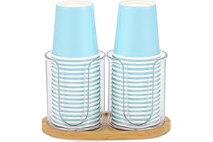 LoveBB 2 Pack Bathroom Cup Dispenser with Tray, 3oz Small Paper Cups Holder for Bathroom Vanity Countertop's Rinsing/Mouthwash Cups, Clear