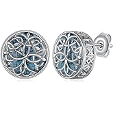 Viking Earrings 925 Sterling Silver Viking Rune Turquoise Stud Earrings For Women Men Viking Jewelry Gifts for Men Women