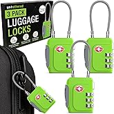 Untethered TSA Luggage Locks (3 Pack) – Resettable 3-Digit Combination TSA Approved Travel Padlocks for Suitcases, Backpacks, Gym Bags & Checked Baggage (3 Pack | Green)