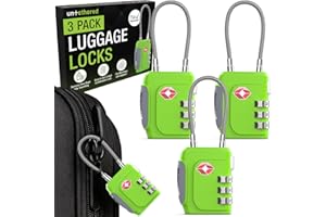 Untethered TSA Luggage Locks (3 Pack) – Resettable 3-Digit Combination TSA Approved Travel Padlocks for Suitcases, Backpacks, Gym Bags & Checked Baggage (3 Pack | Green)