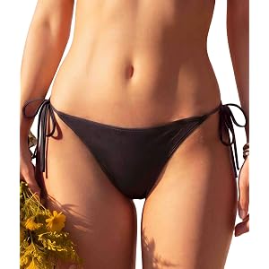Side Tie Bikini Bottoms for Women Moderate Coverage Swimsuit Bottom | Side tie; Adjustable String; Cheeky to moderate coverag