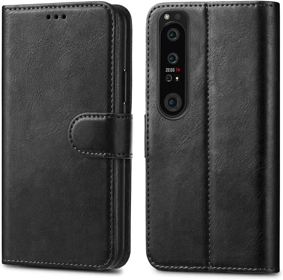 GAPlus PU Leather Flip Cover Wallet Case For Sony Xperia 1 IV Card Holder Magnetic Kickstand Black