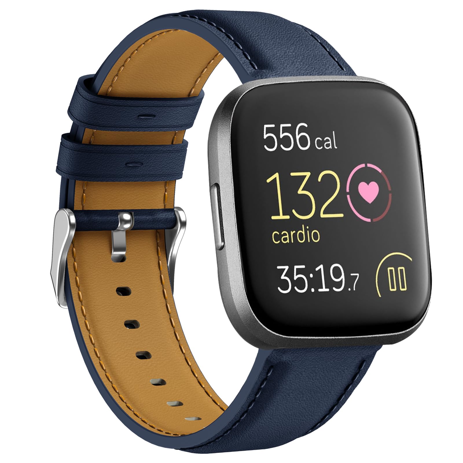 YASPARK Leather Strap for Fitbit Versa 2, Elegant Genuine Leather Strap for Fitbit Versa 2, Fitbit Versa, Fitbit Versa Lite, Fitbit Versa SE, Leather Strap for Men and Women, Blue