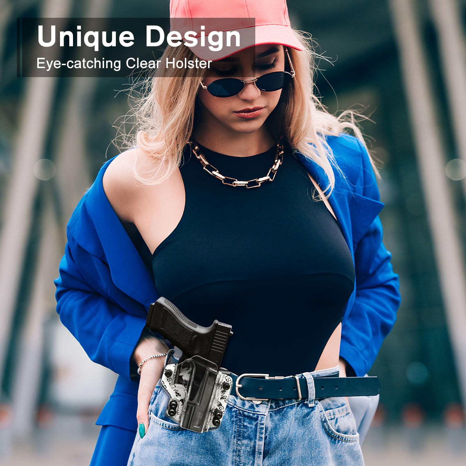 IWB/OWB Convertible Holster for Glock 19 Glock 17, Clear & Kydex Holster Fit: G17/G19/G22/G23/G31/G32/G45