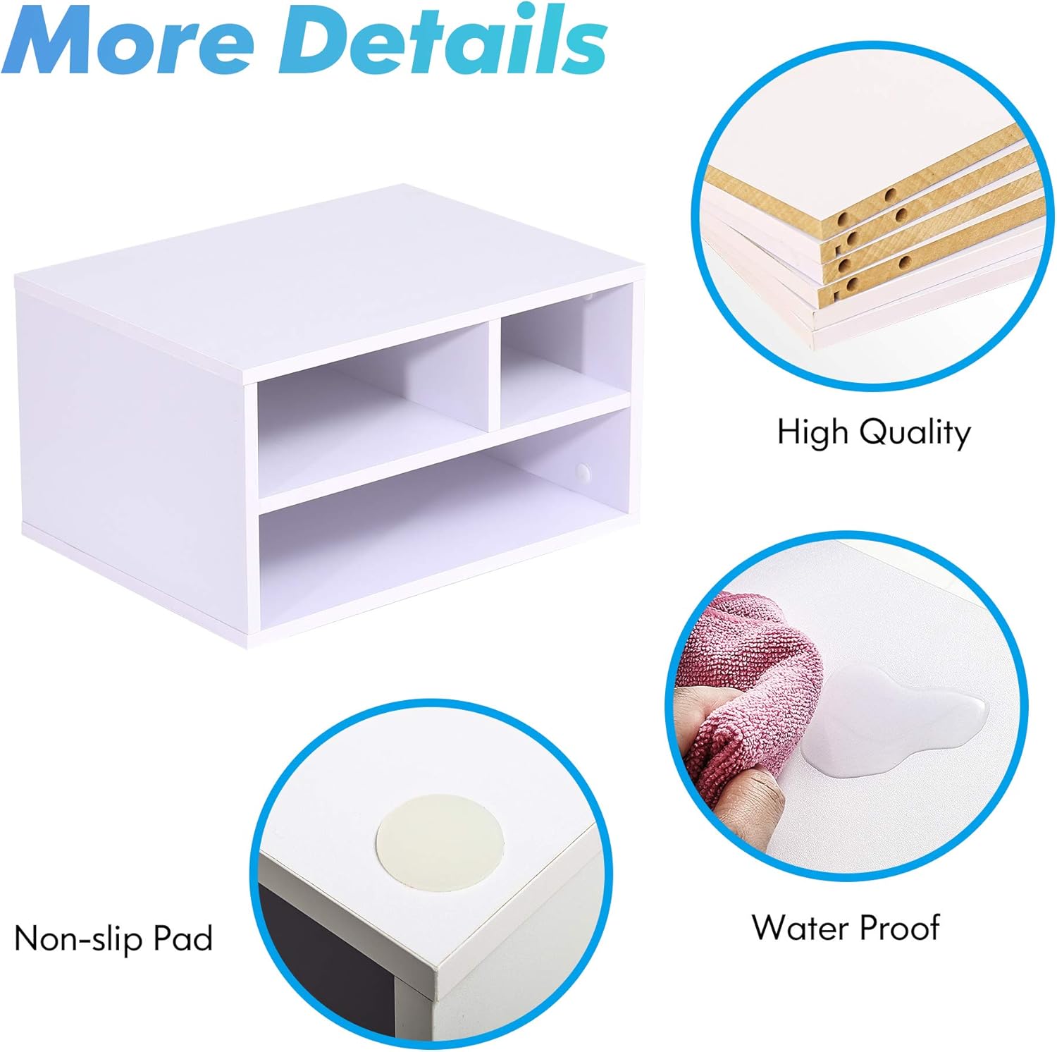 FITUEYES Wood Printer Stands with Storage Desktop Workspace Organizers, White, FDO304005WW: Kitchen & Dining