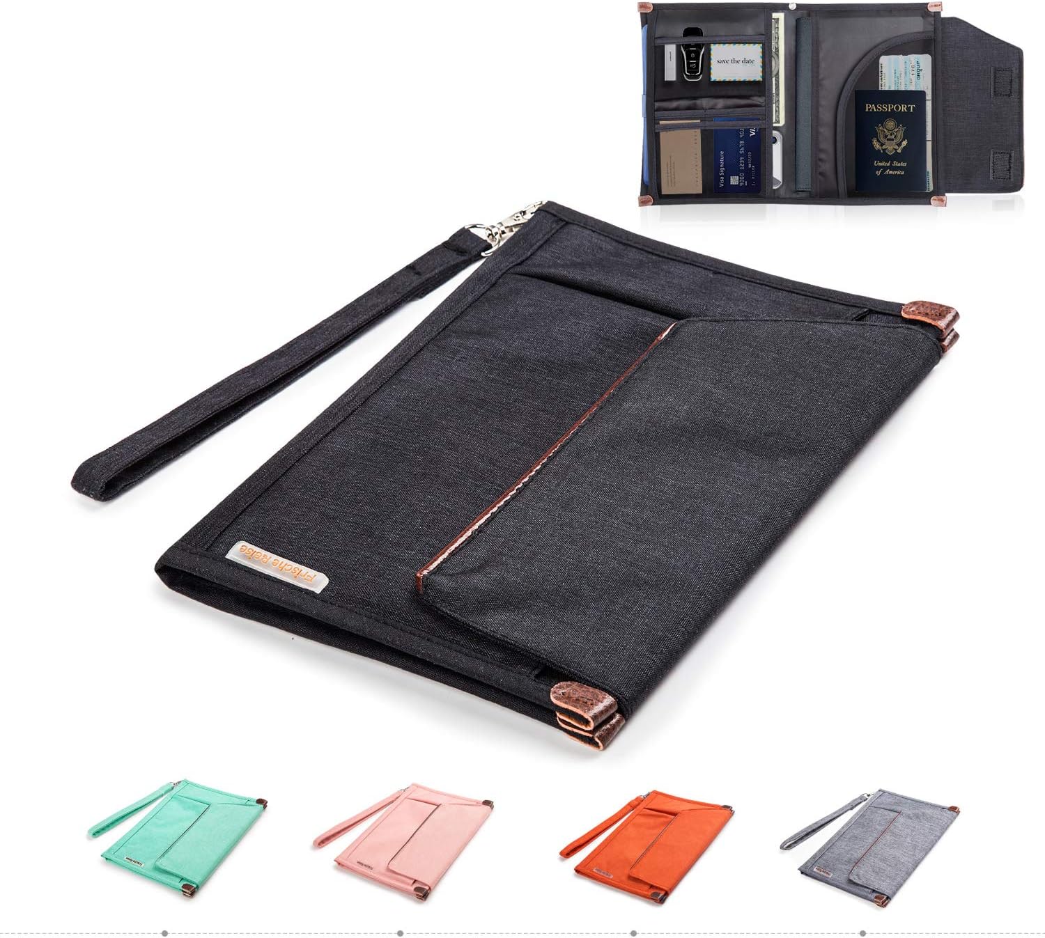 Padfolio - Business Portfolios Resume Portfolio with Pen Holder, Interview Document Organizer File Folder & Travel Passport Wallet for Women Men, Internal Holders for Mini iPad Phone Card Notebook