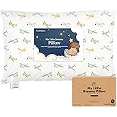 KeaBabies Toddler Pillow with Pillowcase, Jumbo 14X20 - Soft Organic Cotton Toddler Pillows for Sleeping - Machine Washable - Perfect for Travel, Toddler Bed Set (Plane)