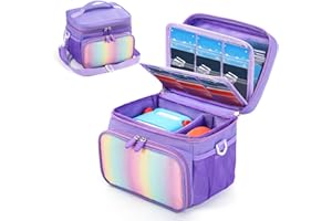 PIACLEN Travel Carrying Case Compatible with Yoto Player Bluetooth Speaker,30 Cards Storage Bag with Handle and Shoulder Strap,Portable Travel Storage box for Player & Headphone Accessories (Purple)