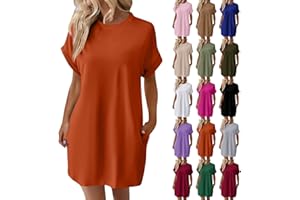 DPKLAD Women’s Casual Summer T Shirt Dress Loose Short Sleeve Tunic Dress with Pocket for Women