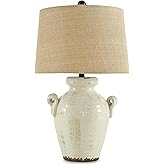 Signature Design by Ashley Emelda Farmhouse 27" Ceramic Table Lamp, Cream Glaze Crackle Finish