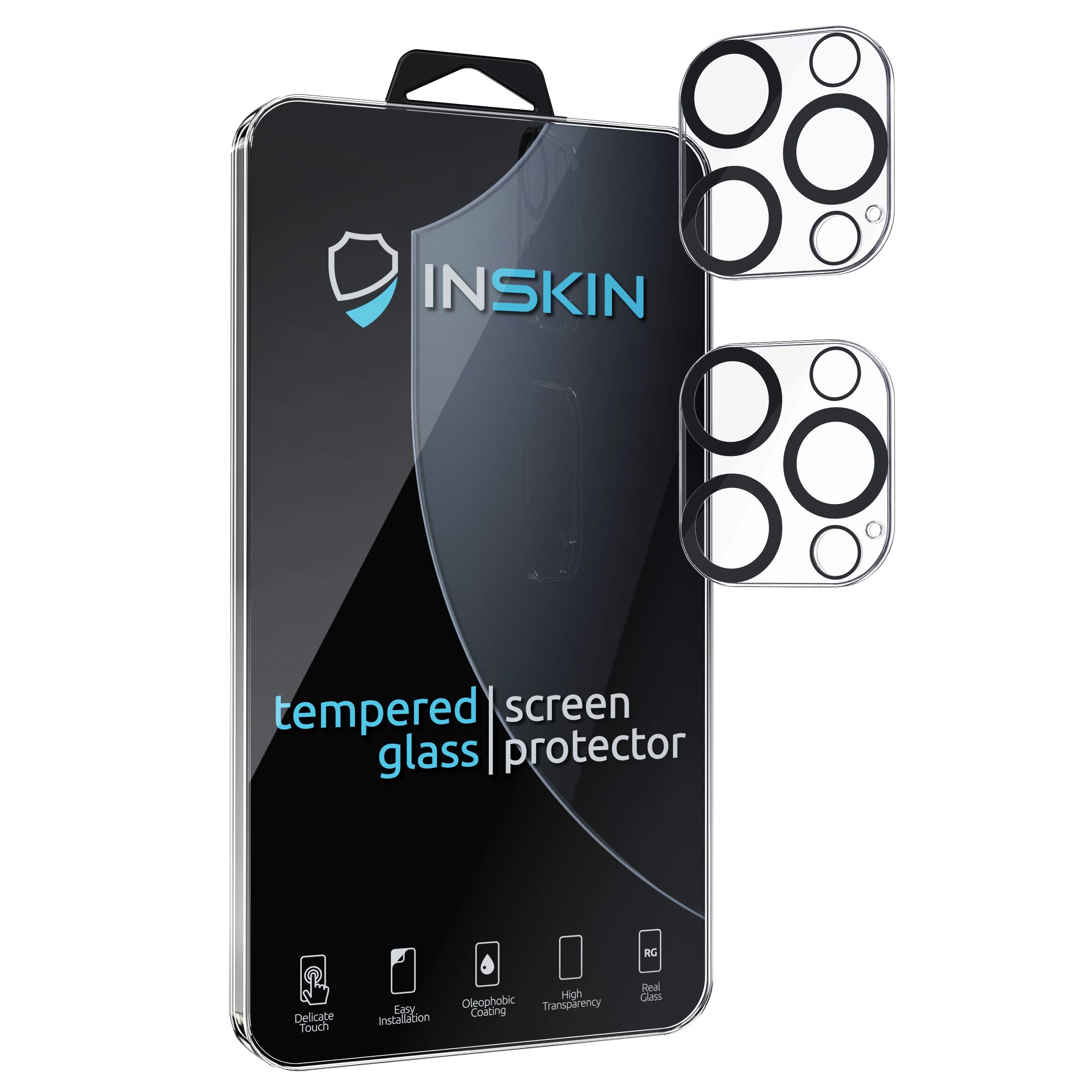 Inskin Tempered Glass Camera Lens Protector, fits Apple iPhone 12 Pro Max 6.7 inch. Jet-Black. 2-Pack.