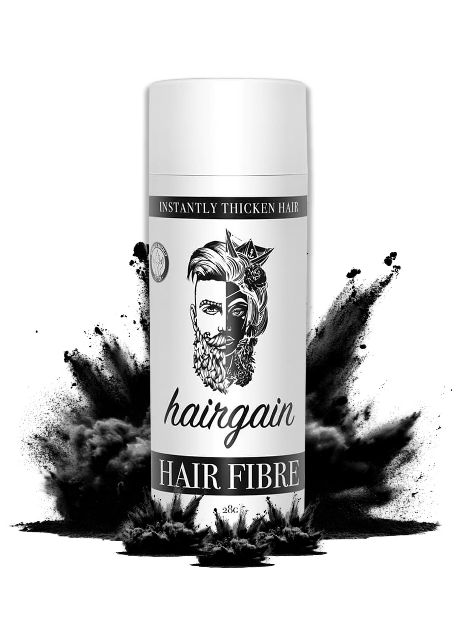 HAIRGAIN HAIR FIBRE for Thinning Hair Undetectable & Natural - 28g Bottle - Conceals Hair Loss Instantly - Hair Building Fibre Thickener & Topper for Fine Hair for Men & Women (Black)