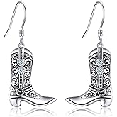 Cowgirl Boot/Guitar/Leaf/Starfish/Daisy/Moon Star Dangle Earring 925 Sterling Silver Western/Flower/Gemstone Jewelry Birthday Gifts for Women